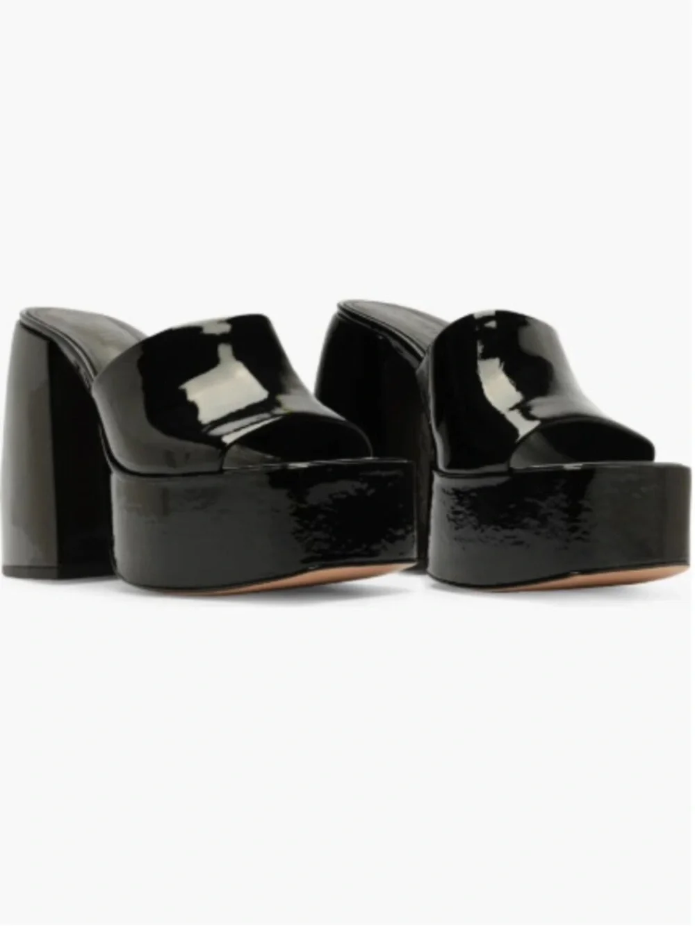 SCHUTZ Black Patent Leather Platform Mule Heels 90’s